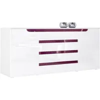 Vladon SIDEBOARD Sintra Weiß Hochglanz / Brombeer Hochglanz