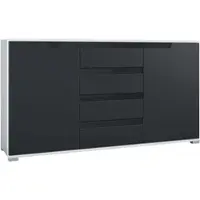 Vladon SIDEBOARD Sylt Schwarz matt / Schwarz Hochglanz