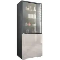 Vladon VITRINE Granada Sandgrau Hochglanz
