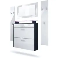 Vladon GARDEROBE Malea Fronten in Weiß Hochglanz