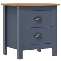Décoshop26 - Nachttisch mit zwei Schubladen 46 x 35 x 49,5 cm massives Kiefernholz grau und braun DEC034079