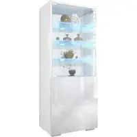 Vladon VITRINE Granada Weiß Hochglanz