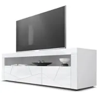 Vladon SIDEBOARD Valencia Fronten in Weiß Hochglanz Element mit 3D Struktur