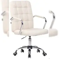 Décoshop26 - Moderner und bequemer Bürostuhl auf Rollen mit cremefarbenem Stoffbezug BUR10636 BUR10636