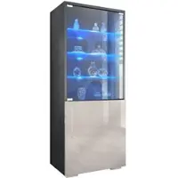 Vladon VITRINE Granada Sandgrau Hochglanz