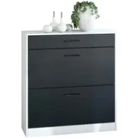Vladon SCHUHSCHRANK Elvas Front in Schwarz matt