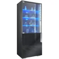 Vladon VITRINE Granada Schwarz Hochglanz