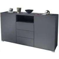 Vladon SIDEBOARD Skadu Schwarz Hochglanz