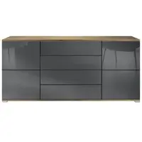 Vladon SIDEBOARD Rova Grau Hochglanz