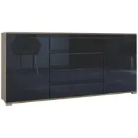 Vladon SIDEBOARD Sylt Schwarz Hochglanz
