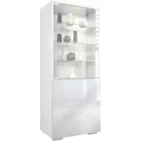 Vladon VITRINE Granada Weiß Hochglanz