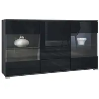 Vladon SIDEBOARD Bari Schwarz Hochglanz