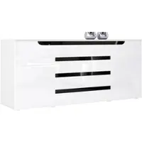 Vladon SIDEBOARD Sintra Weiß Hochglanz / Schwarz Hochglanz