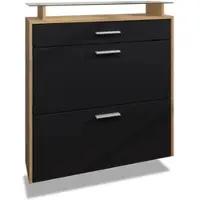 Vladon SCHUHSCHRANK Malea Schwarz matt