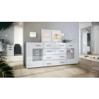 Vladon SIDEBOARD Noah Weiß Hochglanz
