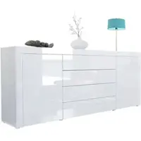 Vladon SIDEBOARD La Paz Weiß Hochglanz / Weiß Hochglanz