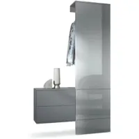 Vladon GARDEROBE Carlton Paneel in Grau Hochglanz