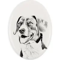 Art-Dog Appenzeller Sennenhund, Appenzellerhund - Gedenktafel mit einem Foto eines Hundes, Grabplatte mit Druck, personalisierte ovale Platte der Marke