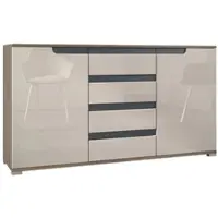 Vladon SIDEBOARD Sylt Sandgrau Hochglanz / Anthrazit matt