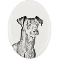 Art-Dog Manchester Terrier - Gedenktafel mit einem Foto eines Hundes, Grabplatte mit Druck, personalisierte ovale Platte der Marke