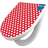 Banjado WC Sitz mit Absenkautomatik D Form Motiv Punkte Rot [TDW3 10588]