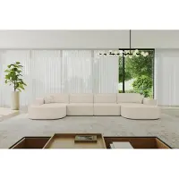 ALTDECOR Ecksofa in U-Form MARI-U2 - 388x171x79,5 cm Beige - Corner Sofa Bett Eckcouch Couch L-Form Wohnlandschaft Cauchsofa