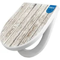 Banjado WC Sitz mit Absenkautomatik D Form Motiv Weißes Holz [TDW3 12164]