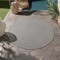 HomebyHome Outdoor Teppich Wetterfest & UV-beständig, ideal für Küche, Balkon, Terrasse, Garten, Wohnzimmer, Grösse: 160 cm Rund