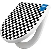 Banjado WC Sitz mit Absenkautomatik D Form Motiv Karo Schwarz [TDW3 10608]