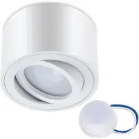 LUMILED Deckenleuchte Aufbauspot LED Aufbaustrahler Deckenlampe Spot schwenkbar rund weiß Aluminium + Modul LED INSERT 7W 230V Warmweiß 3000K