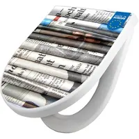 Banjado WC Sitz mit Absenkautomatik D Form Motiv Zeitungen [TDW3 10039]