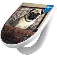 Banjado WC Sitz mit Absenkautomatik D Form Motiv Mops im Koffer [TDW3 12506]