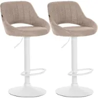 CLP 2er Set Barhocker Milet Stoffbezüge höhenverstellbar drehbar mit Rückenlehnen taupe Material Gestell Metall matt weiss