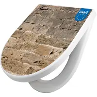 Banjado WC Sitz mit Absenkautomatik D Form Motiv Steinwand Antik [TDW3 10043]