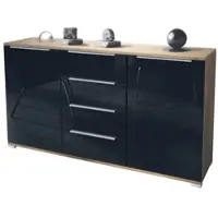 Vladon SIDEBOARD Linio Schwarz Hochglanz
