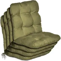 Beautissu 4er Set Niedriglehner Auflagen Set Flair NL, 100x50x8cm, Olivegrün