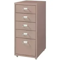 Helloshop26 - Büroschrank Rollcontainer mit 5 Schubladen 69 x 28 x 41 cm hellbraun