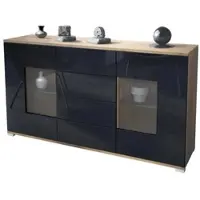 Vladon SIDEBOARD Grömitz Schwarz Hochglanz