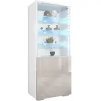 Vladon VITRINE Granada Sandgrau Hochglanz