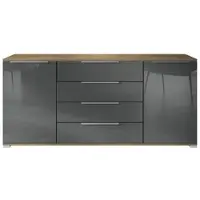 Vladon SIDEBOARD Linio Grau Hochglanz