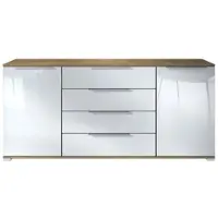 Vladon SIDEBOARD Linio Weiß Hochglanz
