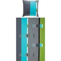 Erwin Müller Mako-Single-Jersey Bettwäsche in grün-grau | Gr.: 155x220 cm (40x80 cm)