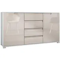 Vladon SIDEBOARD Sylt Sandgrau Hochglanz / Weiß Hochglanz