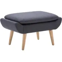 Décoshop26 - Fußhocker/Fußstütze 73 x 43 x 42 cm in dunkelgrauem Stoff mit Beinen aus Gummibaumholz DEC030619