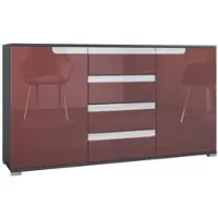 Vladon SIDEBOARD Sylt Bordeaux Hochglanz / Weiß Hochglanz