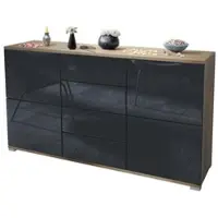 Vladon SIDEBOARD Rova Schwarz Hochglanz