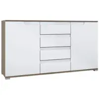 Vladon SIDEBOARD Sylt Weiß matt / Weiß Hochglanz
