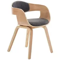 Décoshop26 - Besucherstuhl ohne Rollen Stoff und Holz Retro-Design maximaler Komfort Natur- und Hellgrau BUR10542