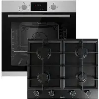 Gasline Einbauherdset GB850-FIX mit Gas Einbaubackofen+Einbau Gaskochfeld,4 flammig, GAG60INB Schwarz Matt, Sabaf-Brenner, Erdgas/Propangas