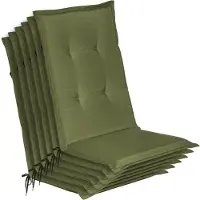 Beautissu 6er Set Gartenstuhlauflage Loft HL Olivegrün, 120x50x6cm